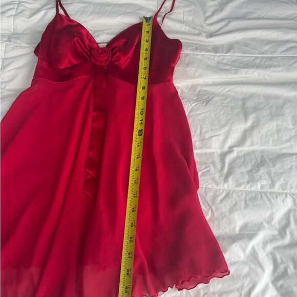 Vintage Victoria’s Secret Red Lingerie Slip Dress XS Satin Rose Bow Babydoll - Picture 2 of 15